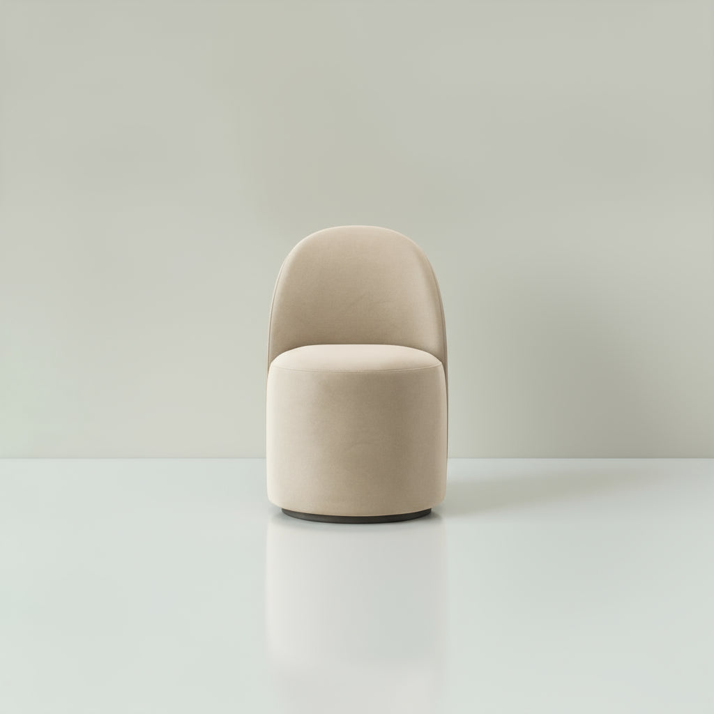 Antonia velvet swivel chair with rounded backrest