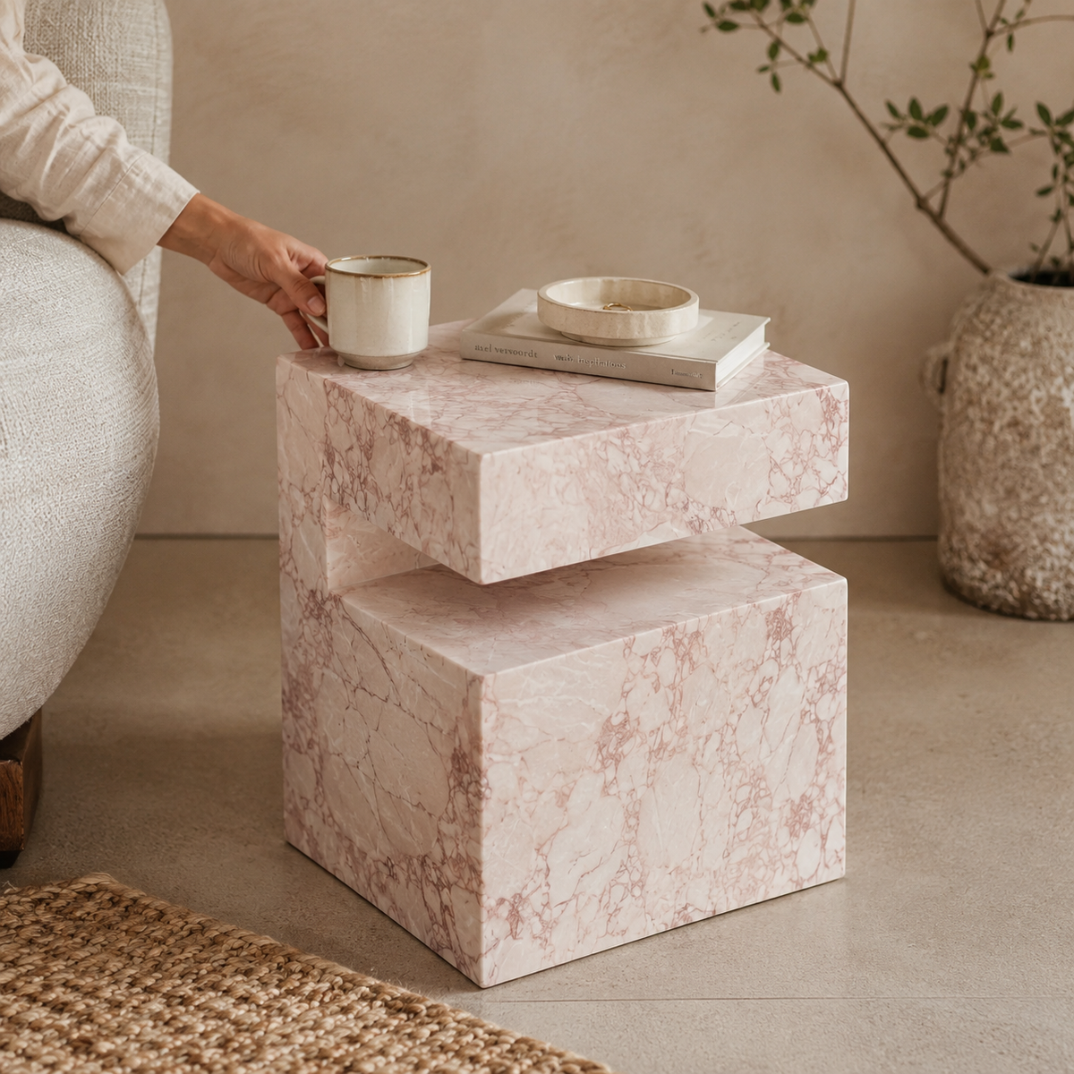 Block Marble Desert Rose Side Table