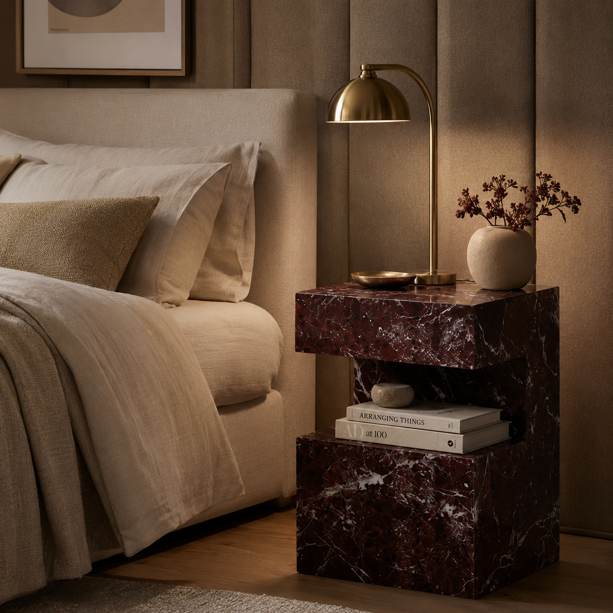Block Marble Rosso Levanto Side Table