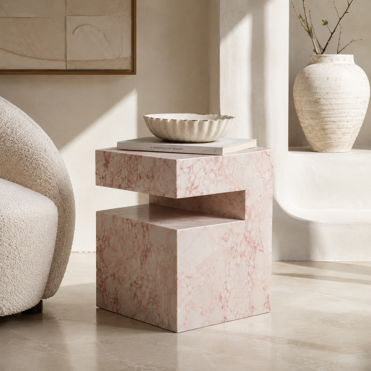 Block Marble Desert Rose Side Table