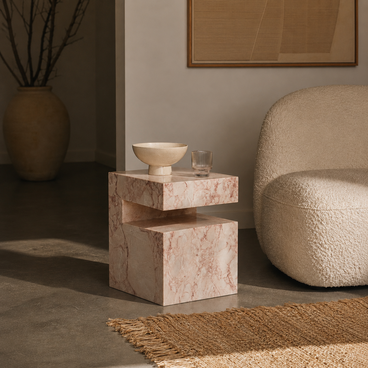 Block Marble Desert Rose Side Table