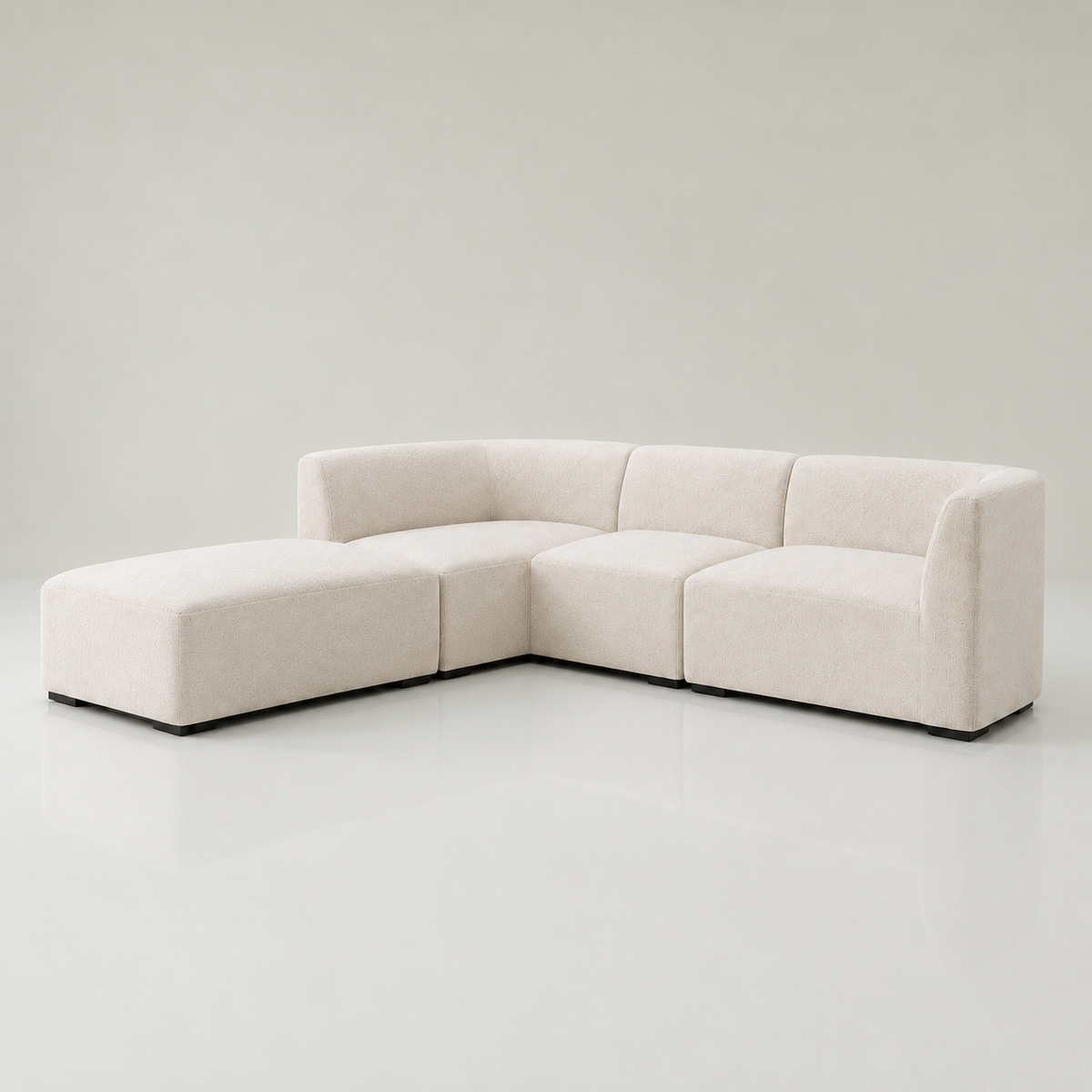 Suzette modular L-shape sofa in oatmeal boucle