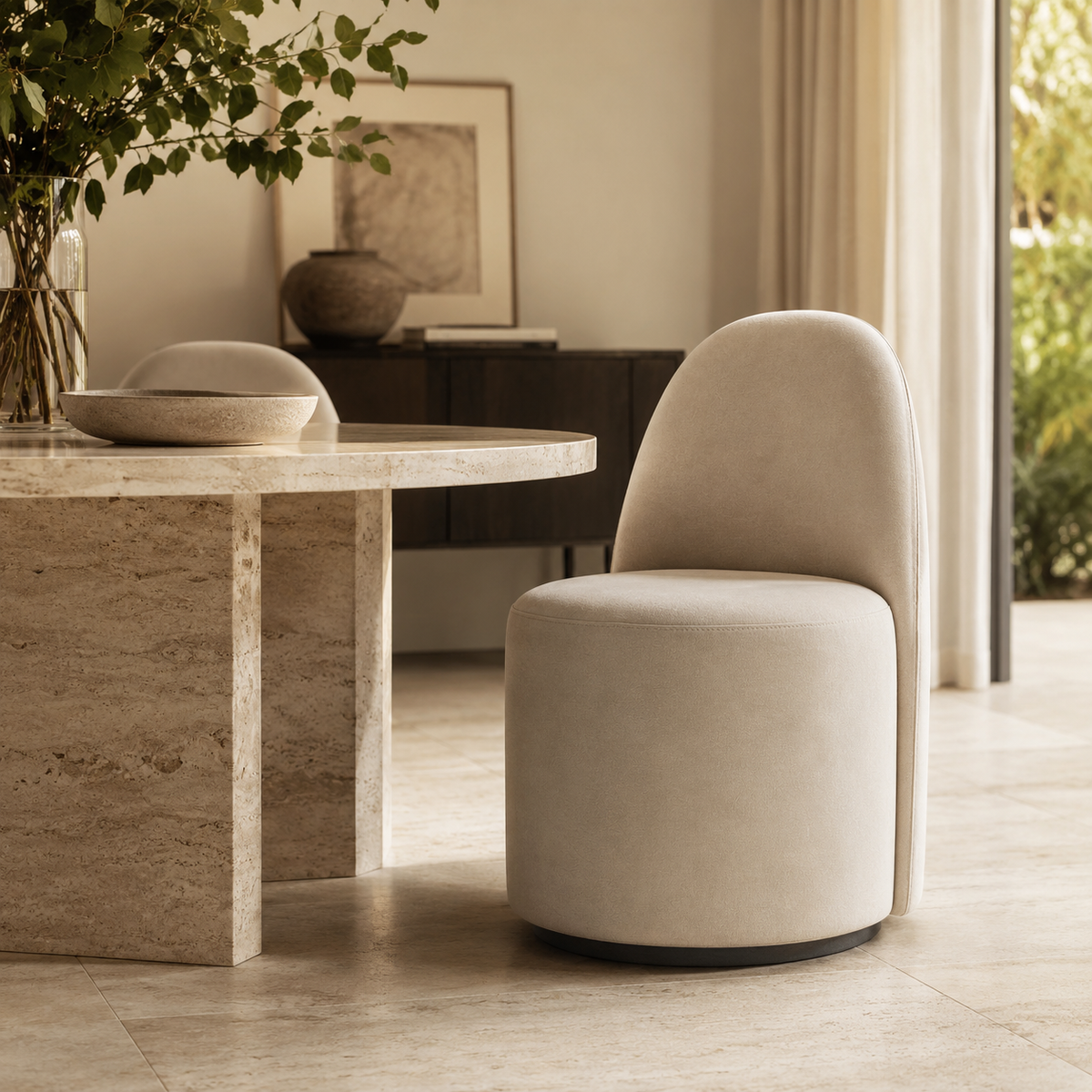Antonia velvet swivel chair side view