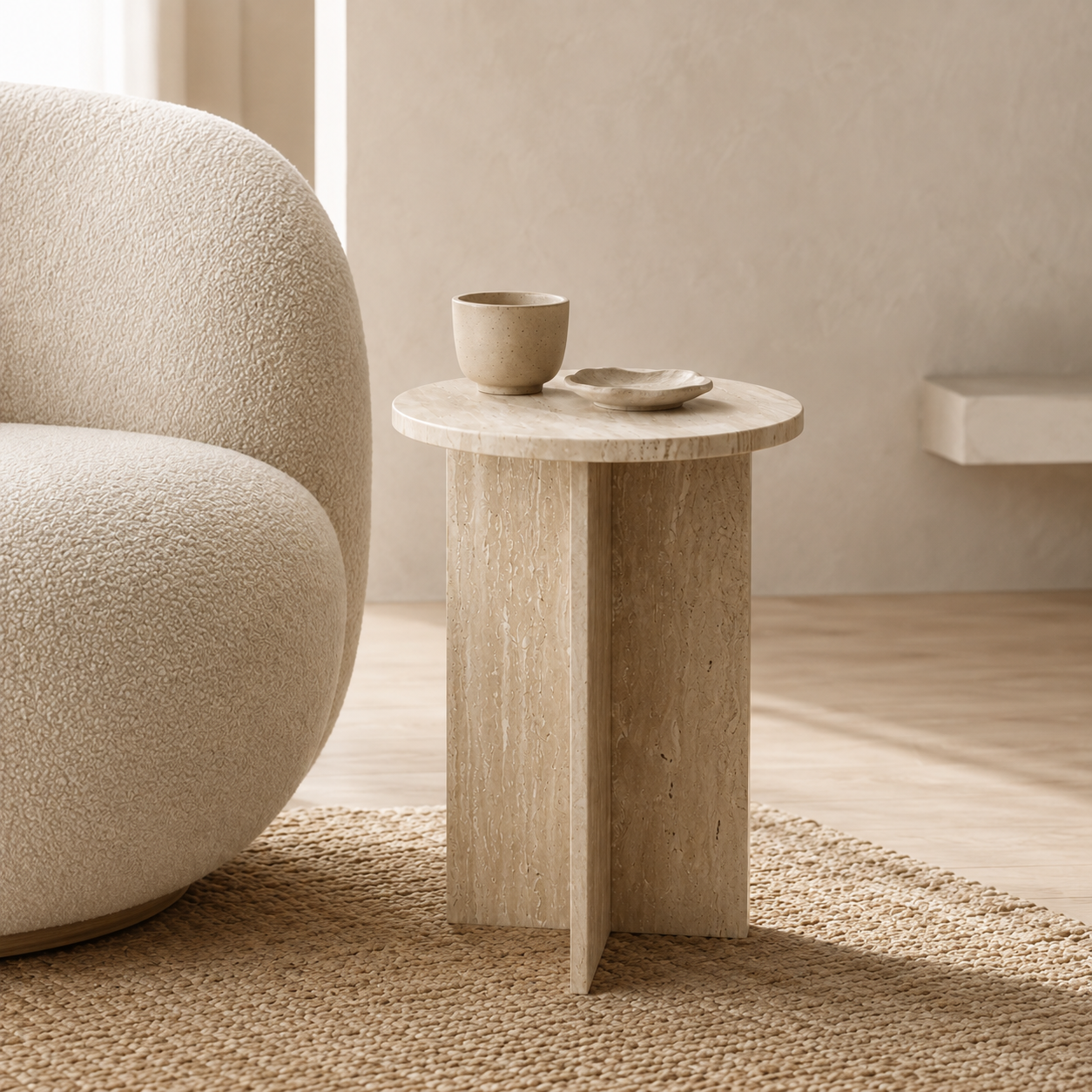 Luca Travertine Side Table