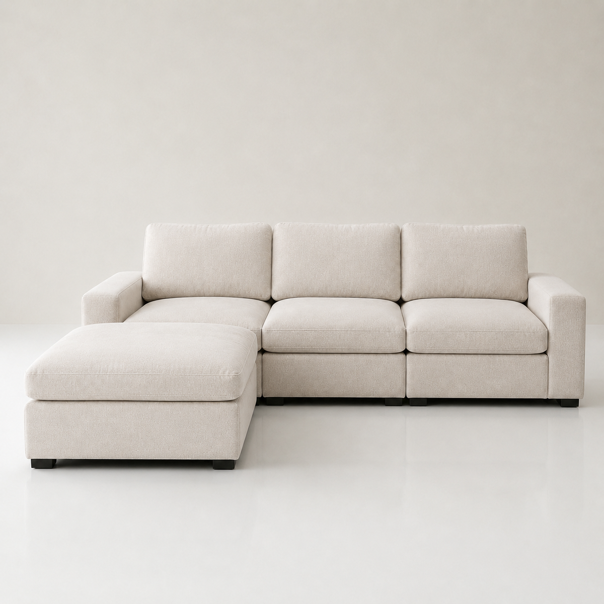 Odette modular sofa in pale oatmeal boucle