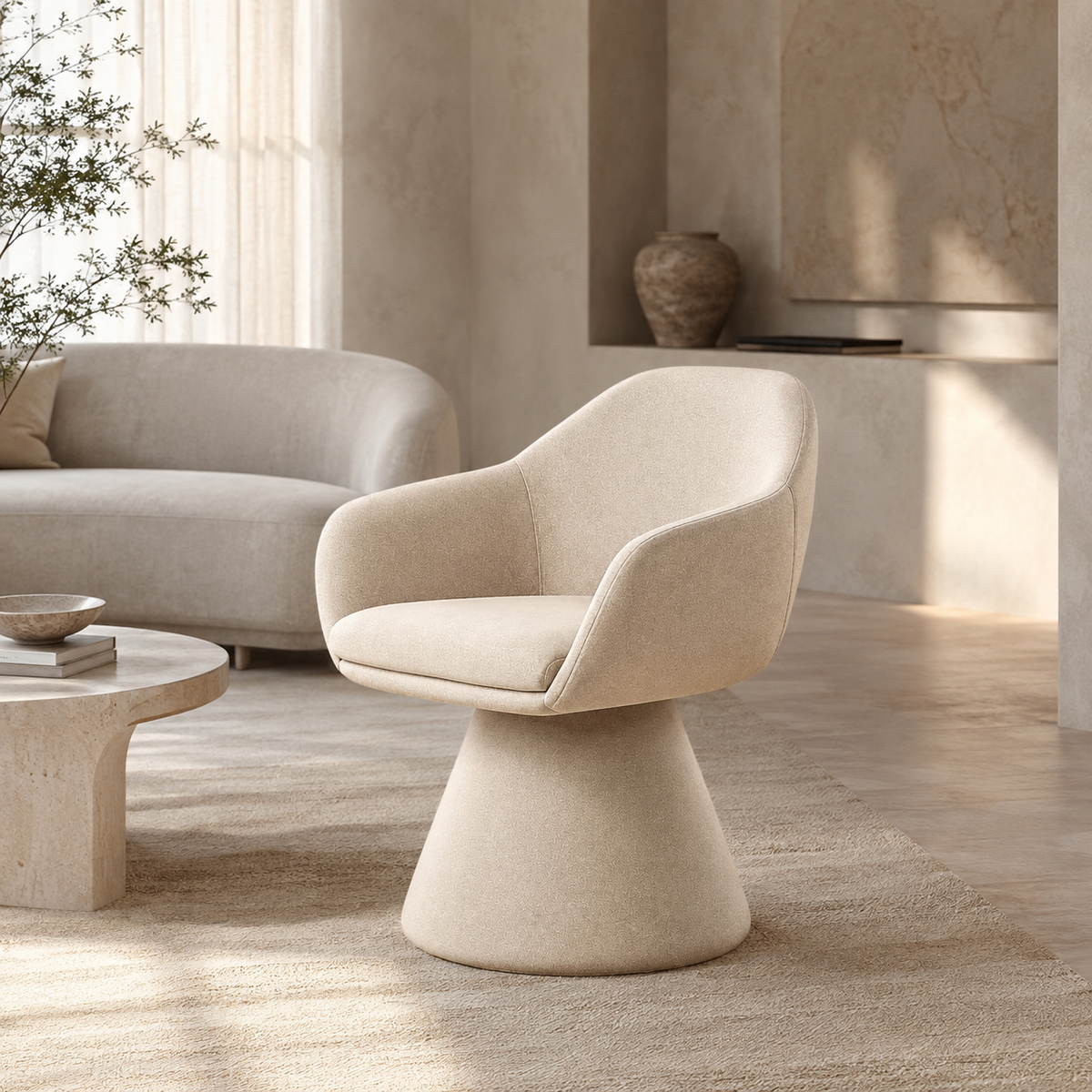 Odile swivel boucle dining chair detail