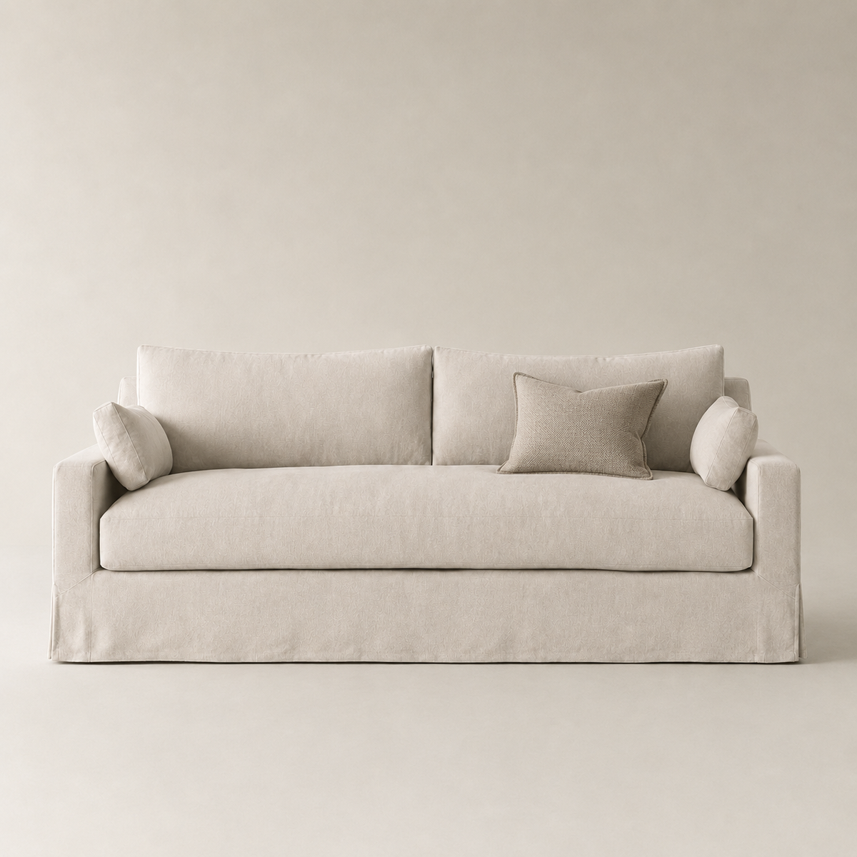 Lucca slipcovered sofa in dove-grey linen