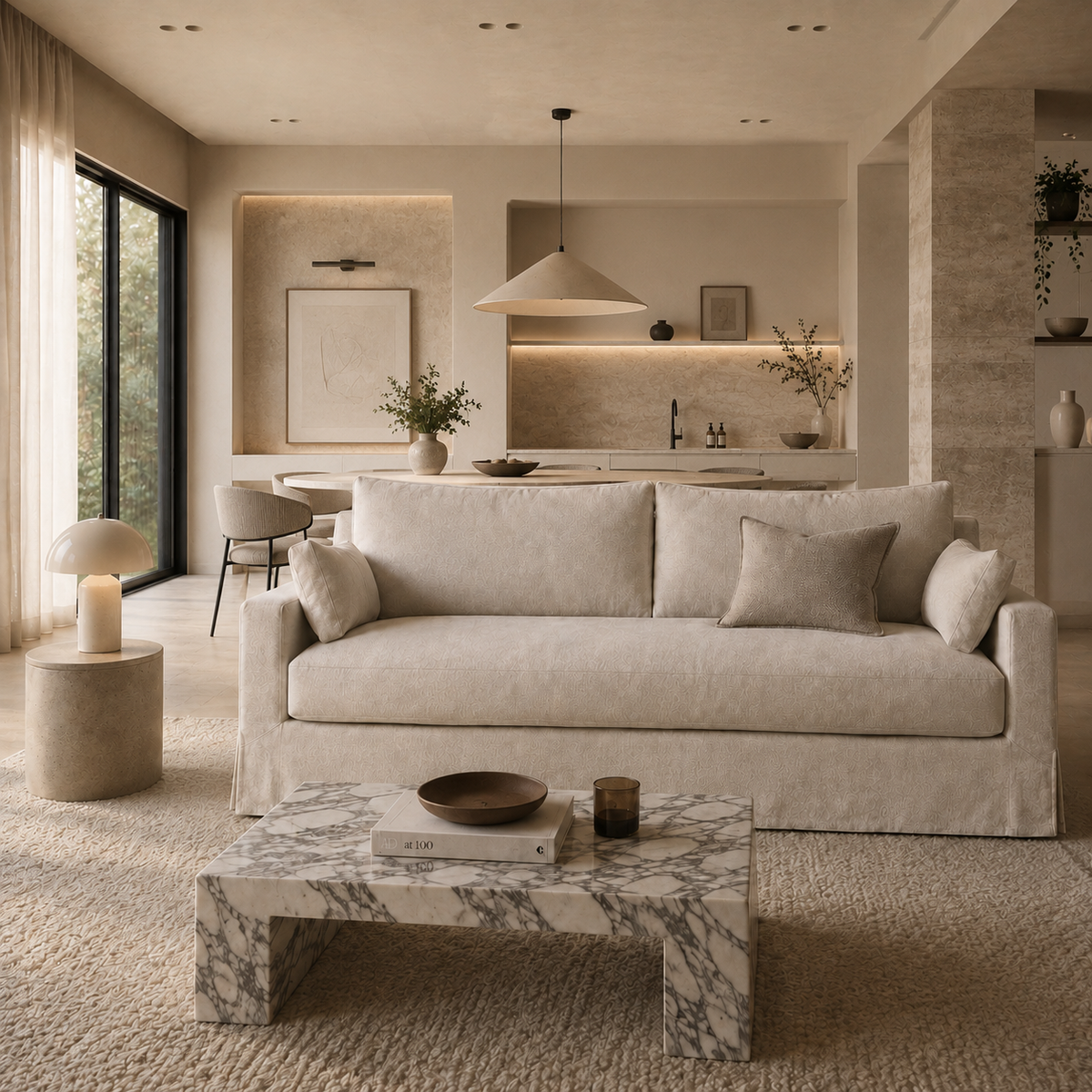 Lucca slipcover sofa side view