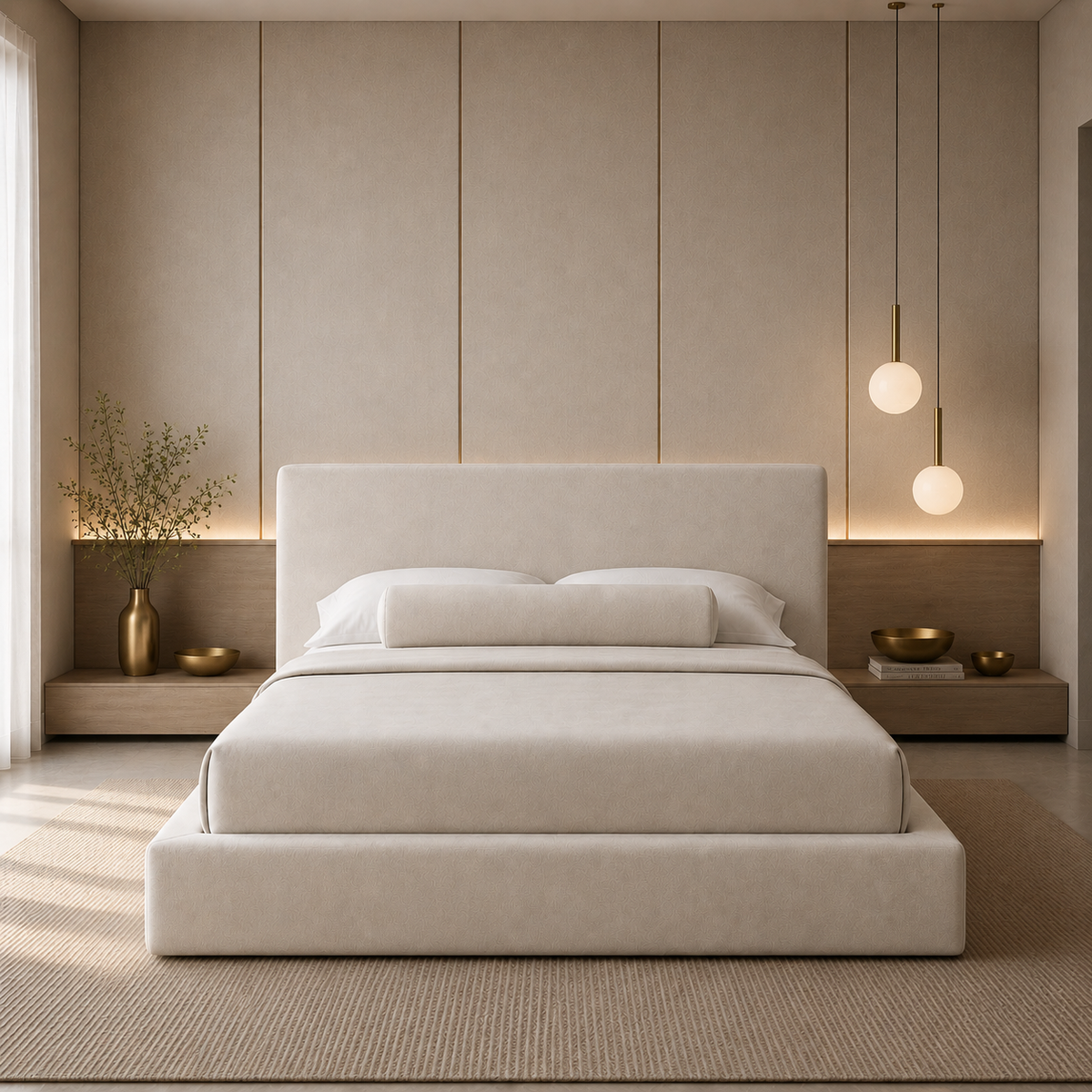 Butter Cream cloud bed frame, bedroom setting