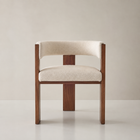 Sofia dining chair in oatmeal boucle with oak timber frame