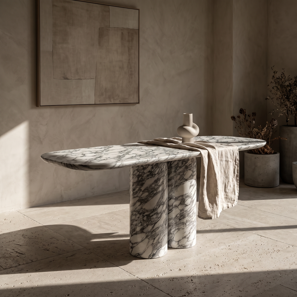Celestine Console Arabescato White