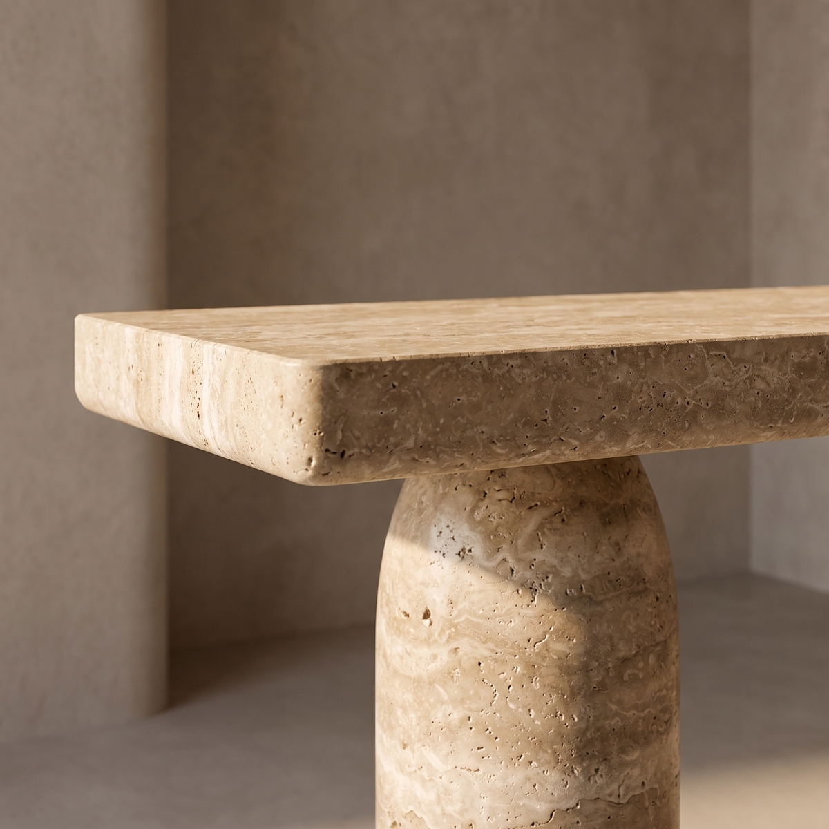 Colombe Pillar Console Travertine