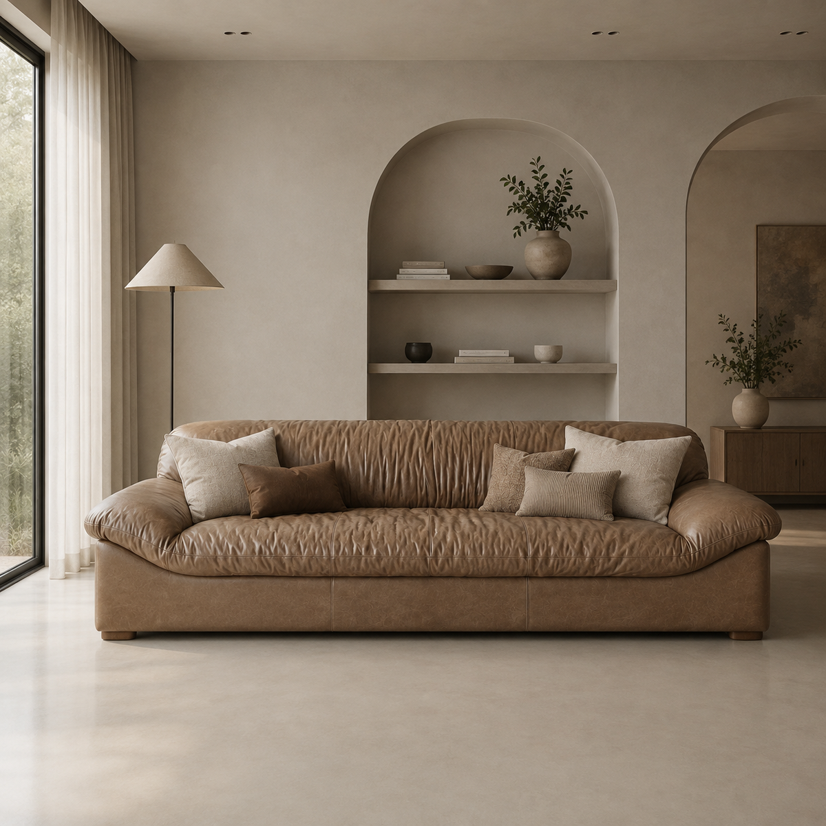 Taormina leather sofa side view