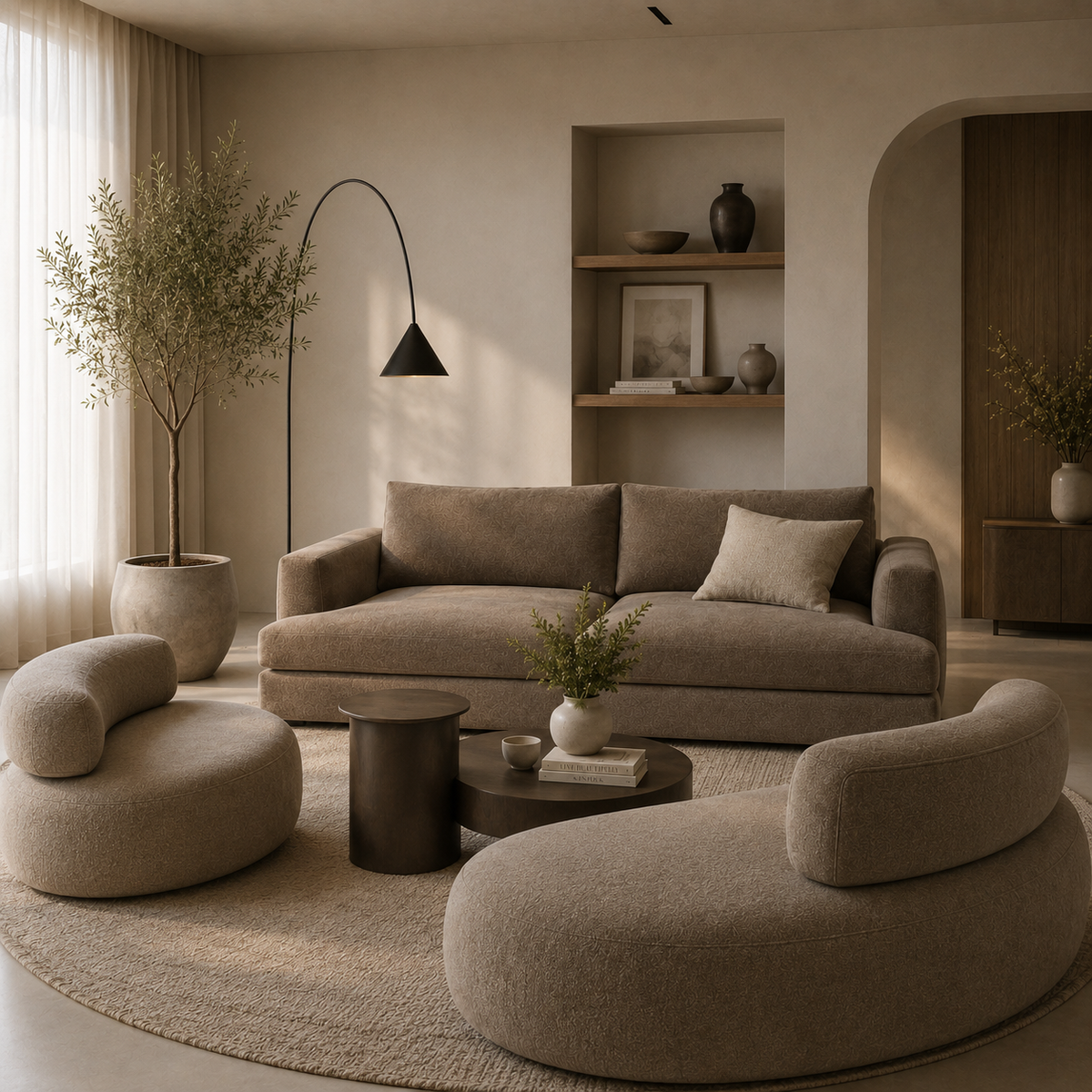 Camille rolled arm sofa side view