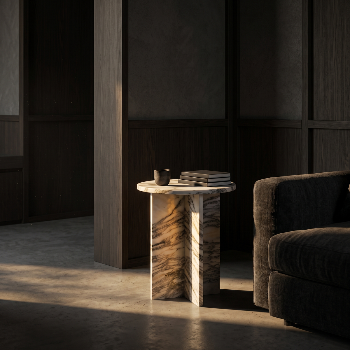 Elba Arabescato White Side Table