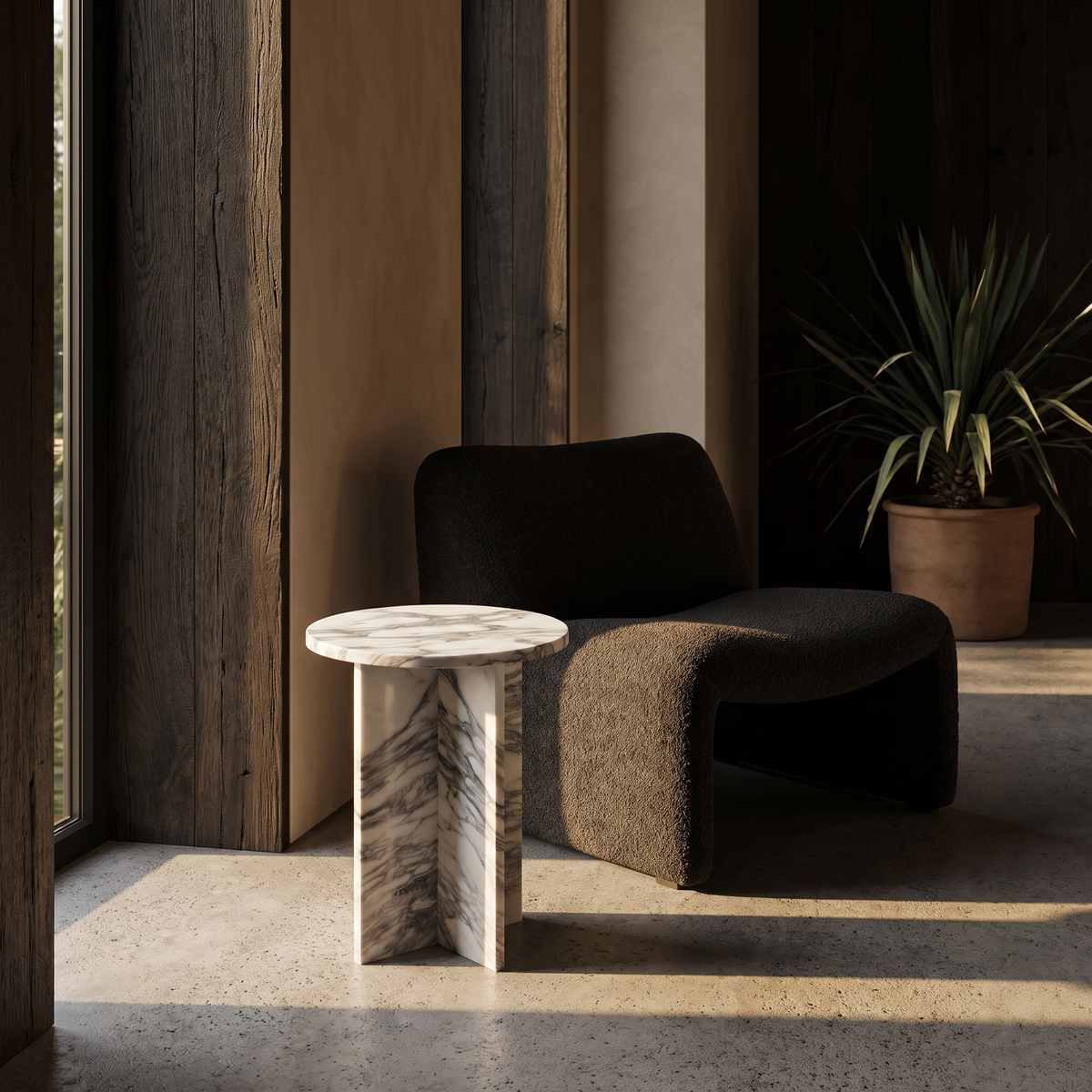Elba Arabescato White Side Table