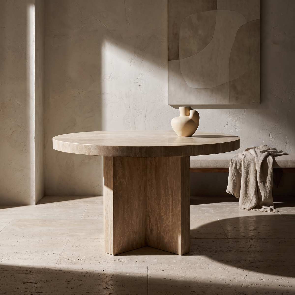 Fontaine Travertine Dining Table