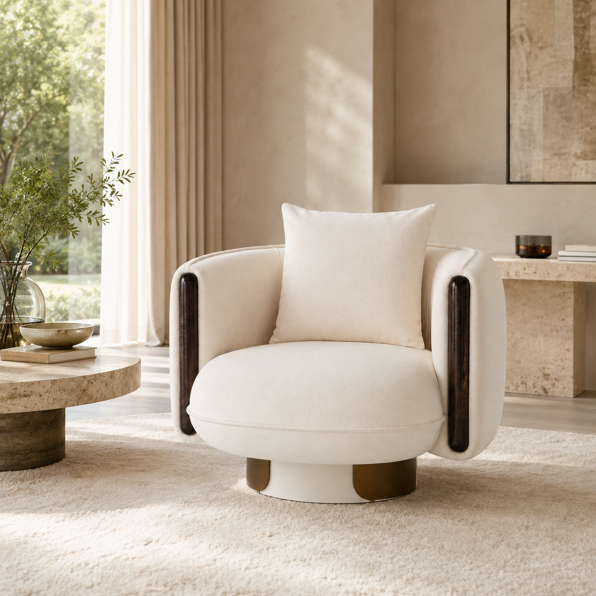 Perrine swivel lounge chair side view