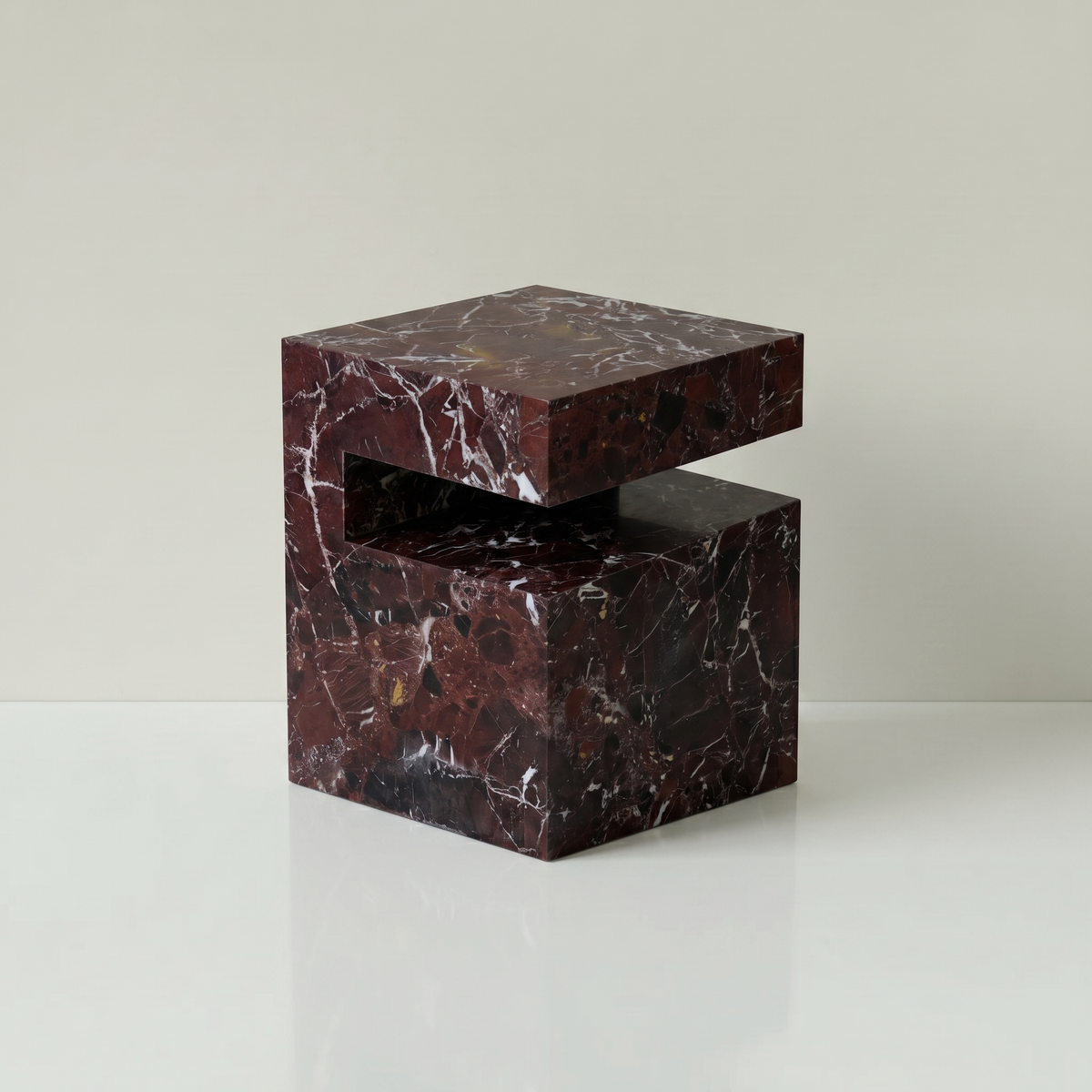 Block Marble Rosso Levanto Side Table