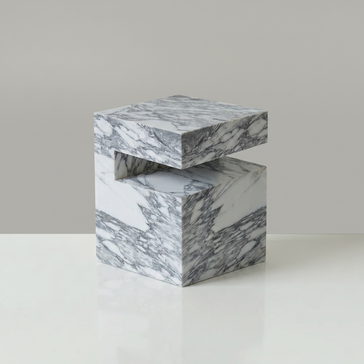 Block Marble Arabescato White Side Table