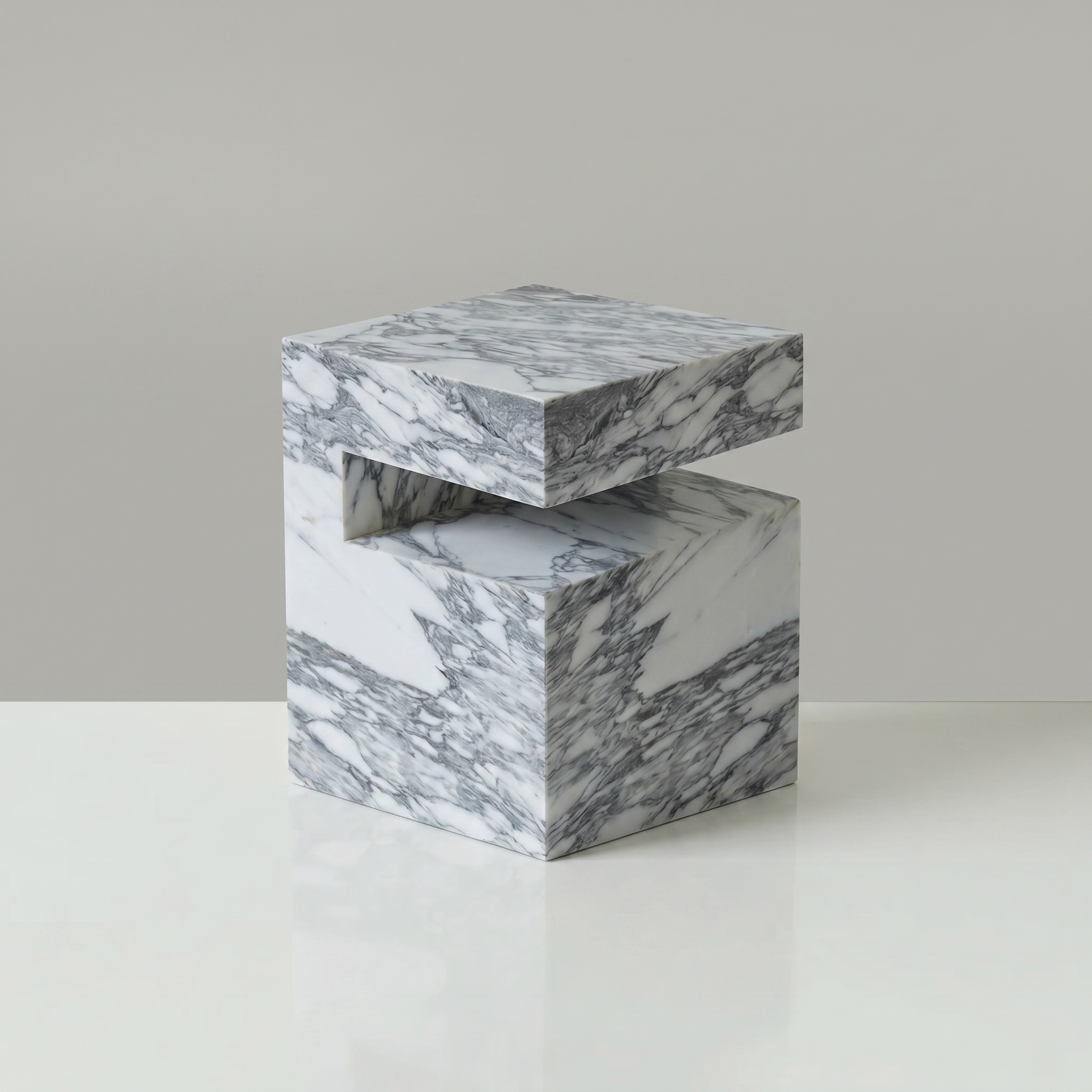 Block Marble Arabescato White Side Table