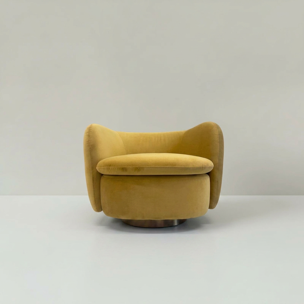 Ischia mustard velvet swivel chair