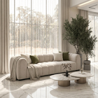 Bianca curved boucle sofa detail