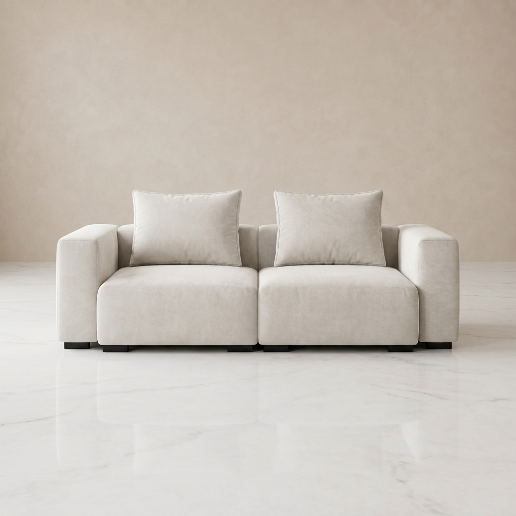 Positano petite loveseat in taupe textured chenille