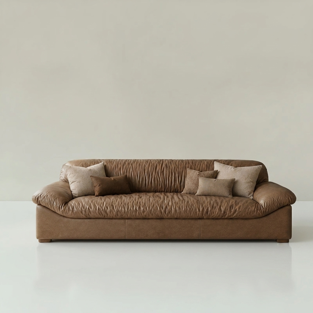 Taormina three-seater sofa in caramel-brown leather