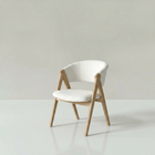 Como dining chair in white leather with timber frame
