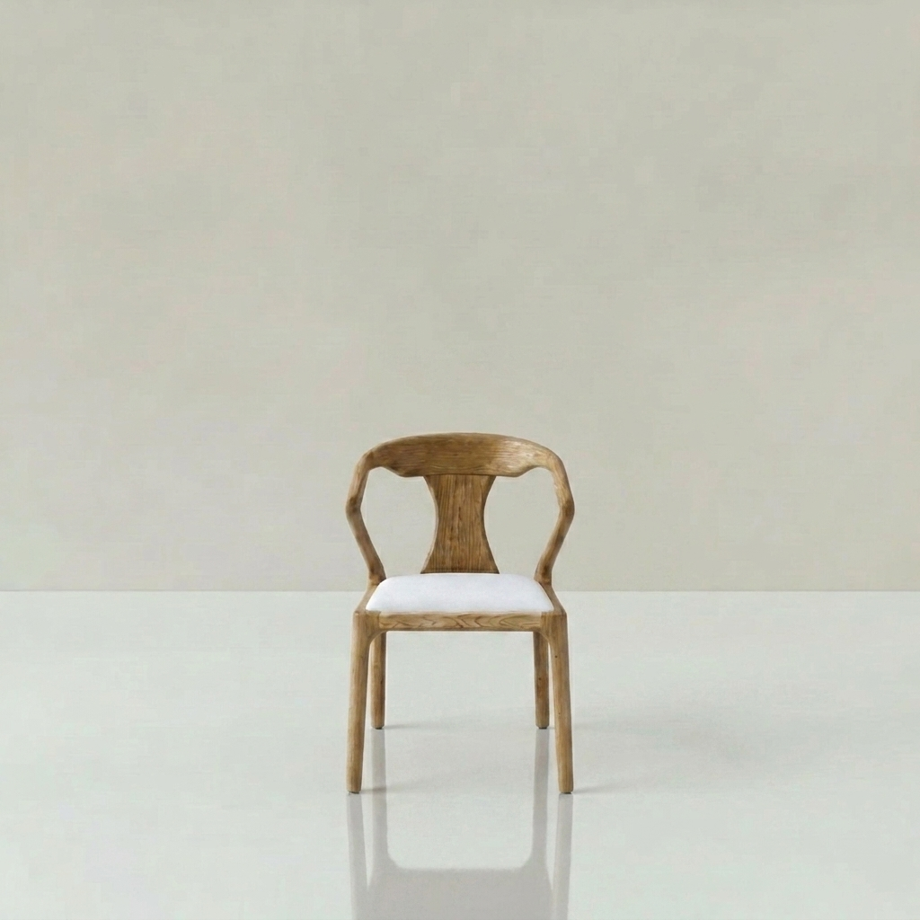 Valentina dining chair in white linen with timber frame