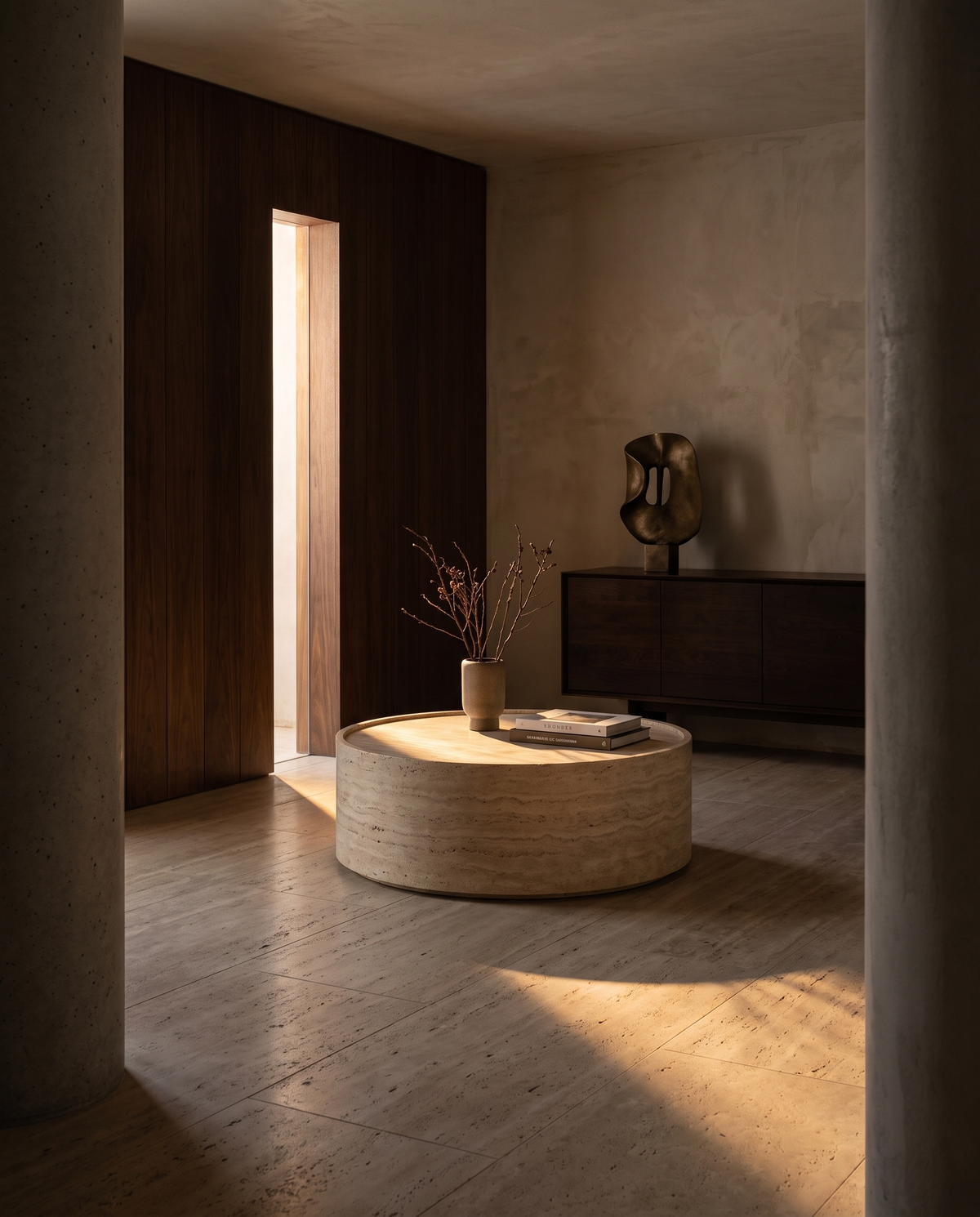 Isla Travertine Round Coffee Table