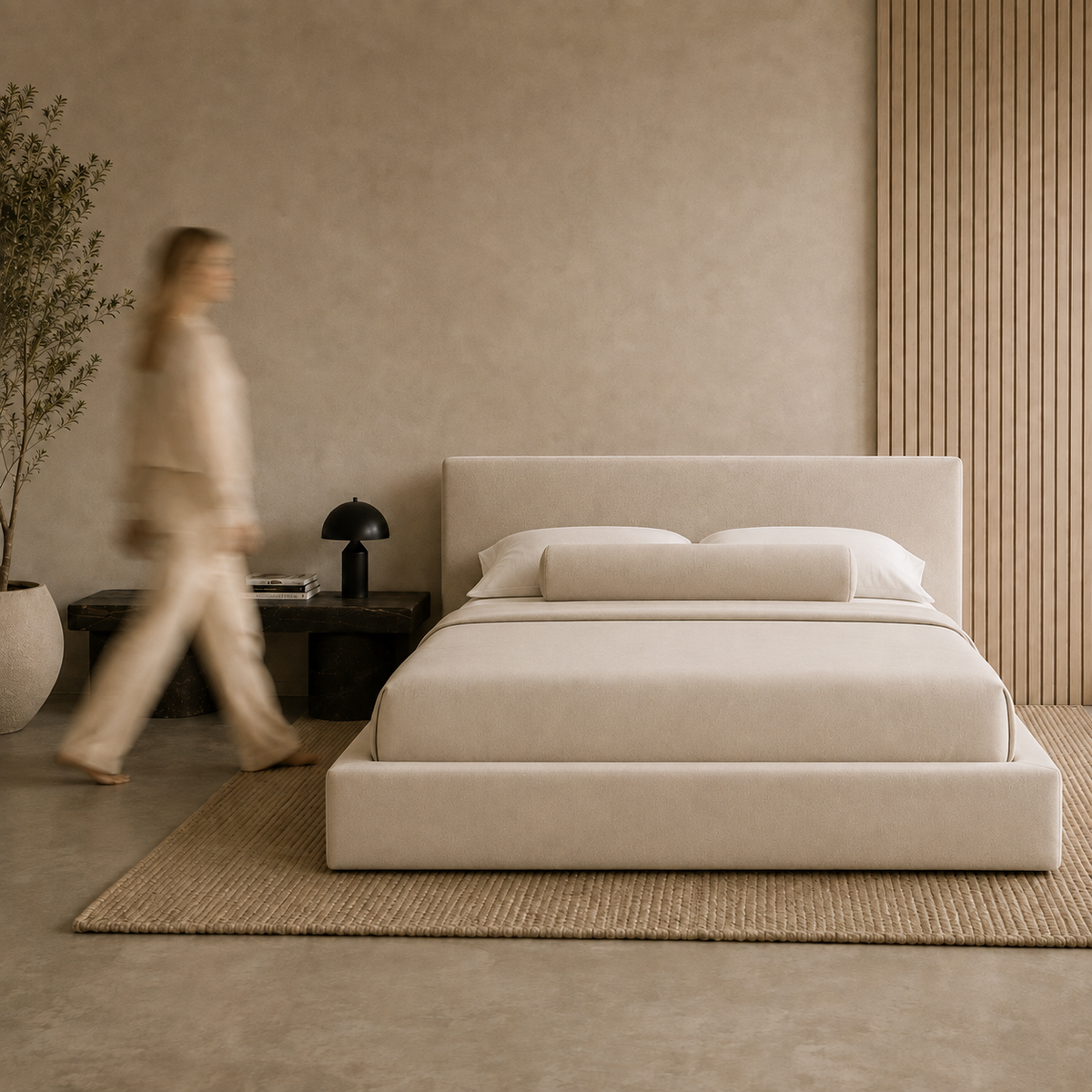 Butter Cream cloud bed frame, lifestyle shot