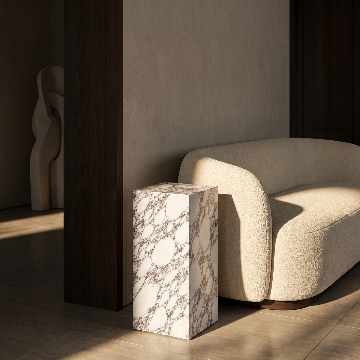 Plinth Medium Arabescato White