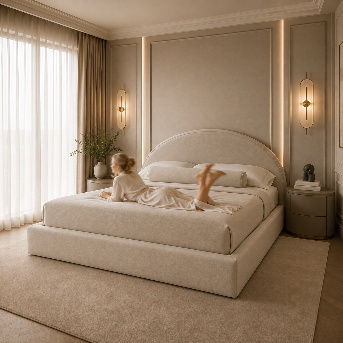Maison Cloud Bed Frame Curved Butter Cream
