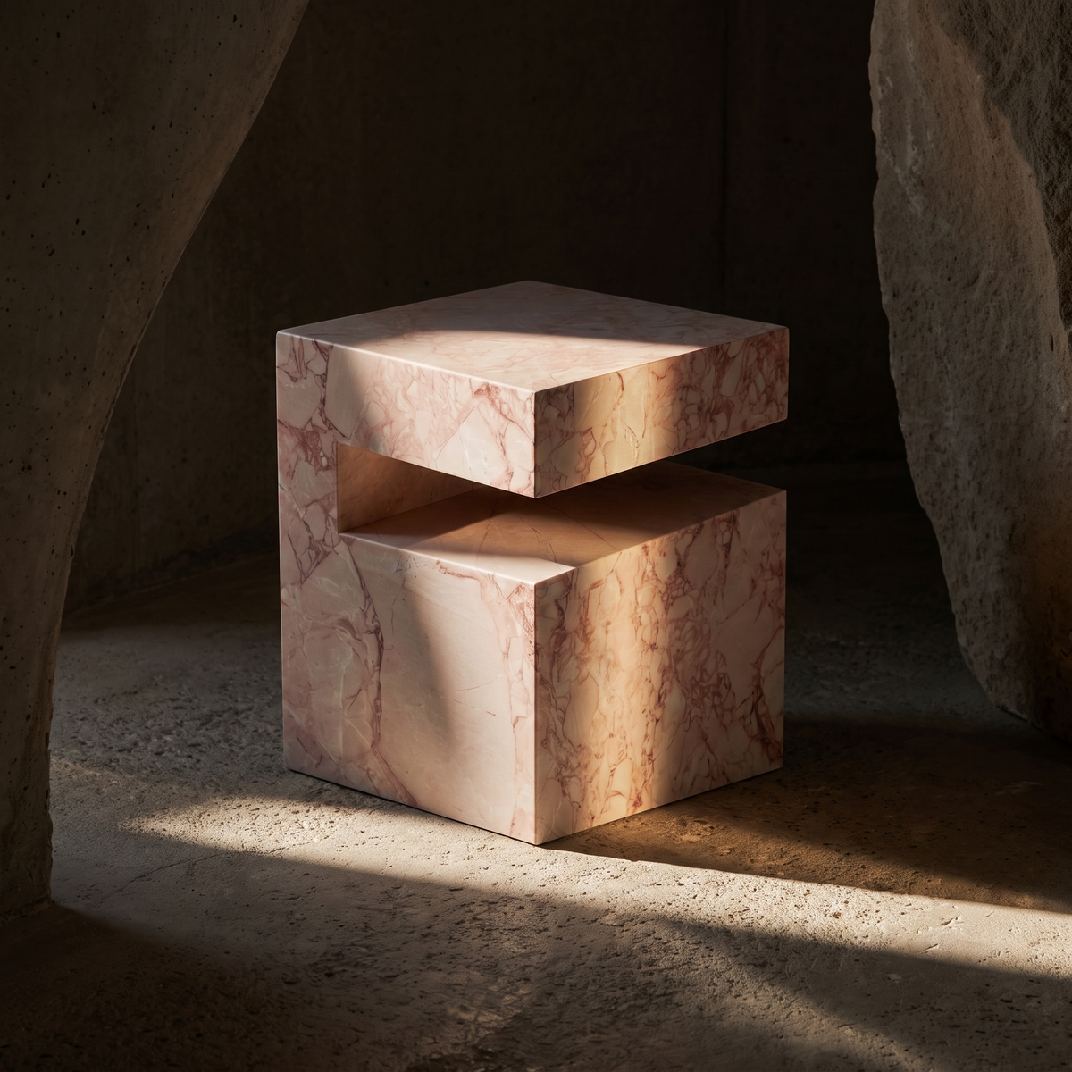Romane Marble Desert Rose Side Table