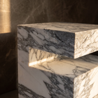 Romane Marble Arabescato White Side Table