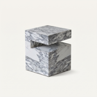 Romane Marble Arabescato White Side Table