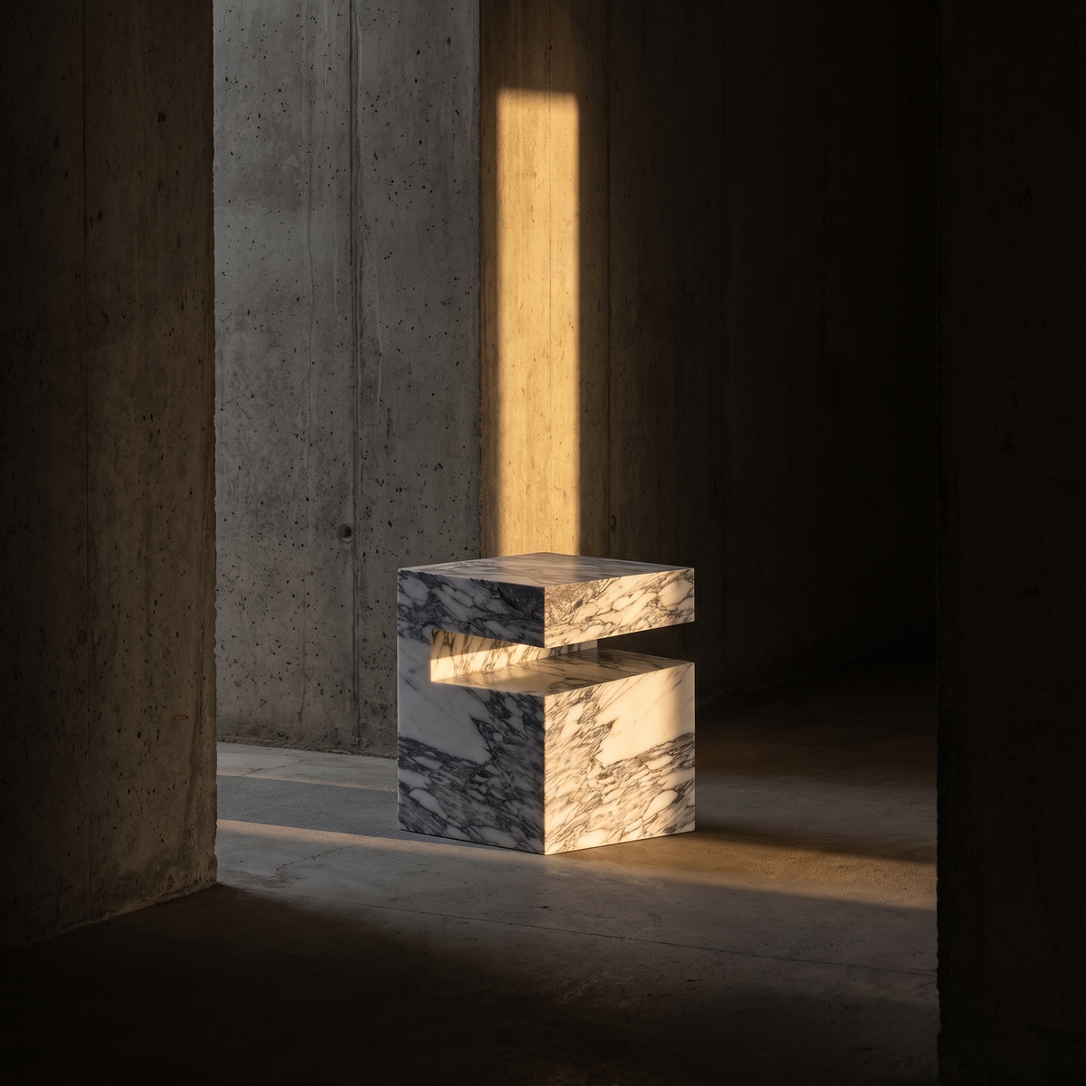 Romane Marble Arabescato White Side Table