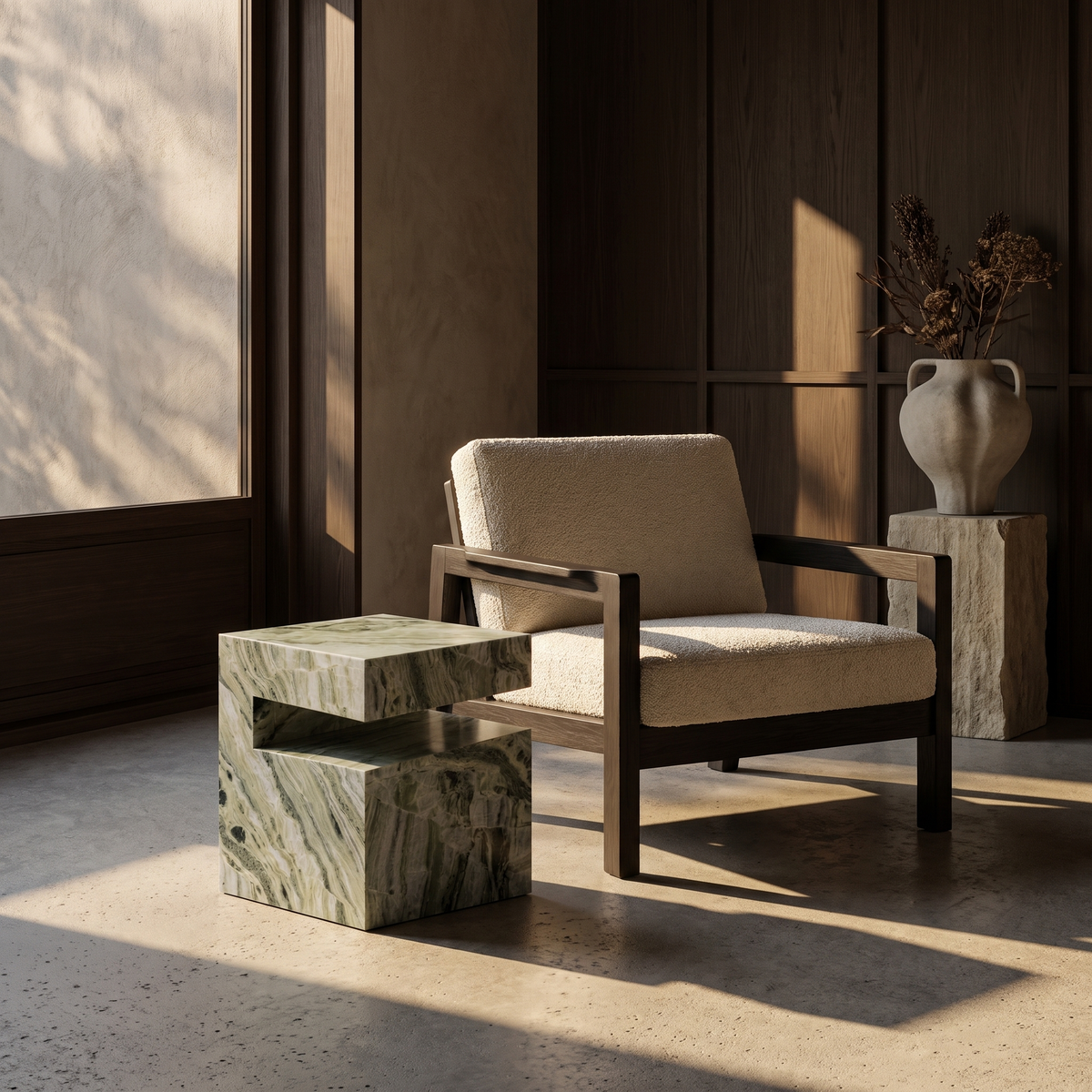 Romane Marble Jade Green Side Table