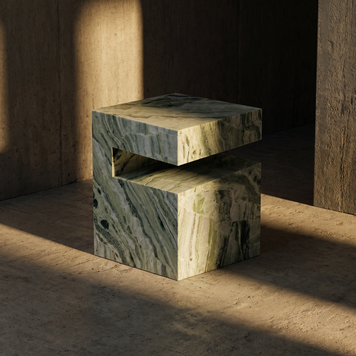 Romane Marble Jade Green Side Table