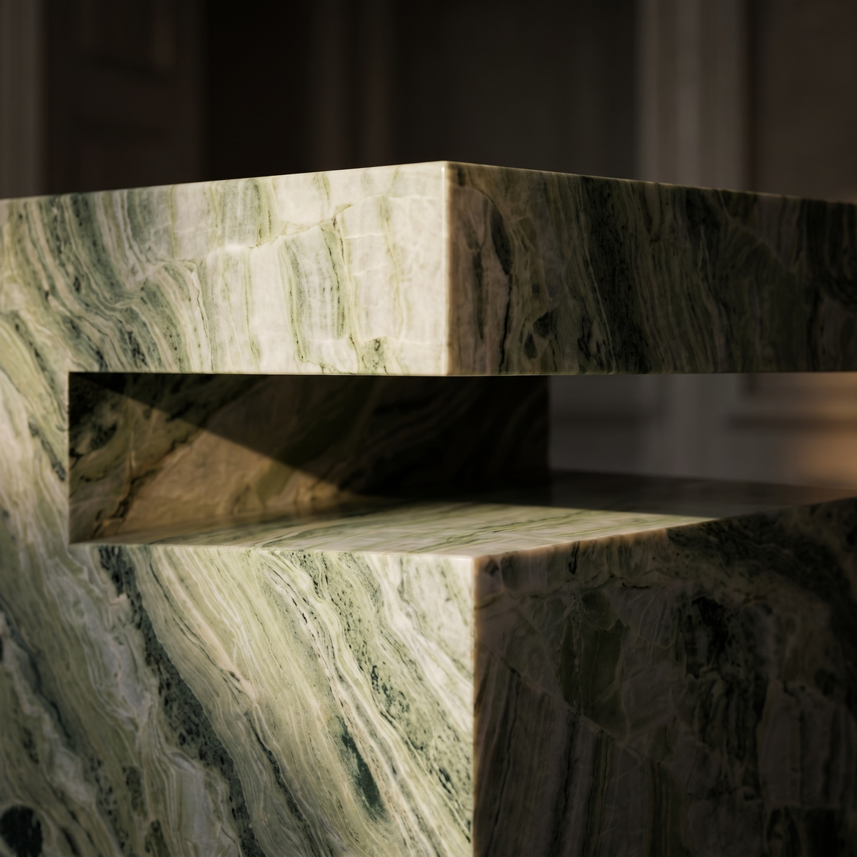 Romane Marble Jade Green Side Table