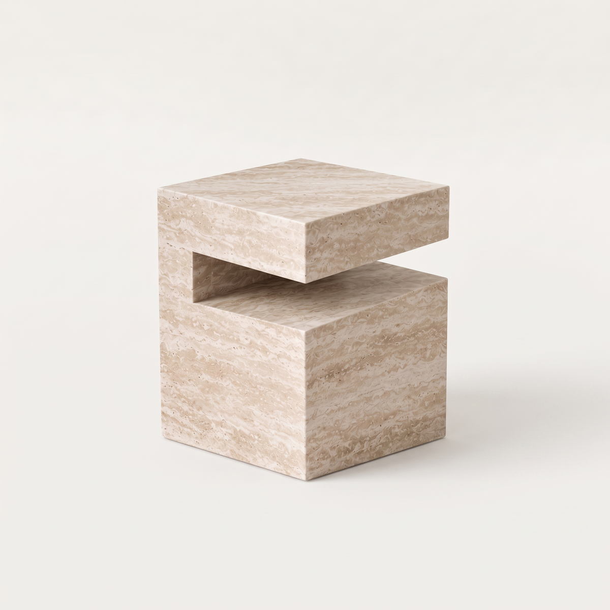Romane Marble Travertine Side Table