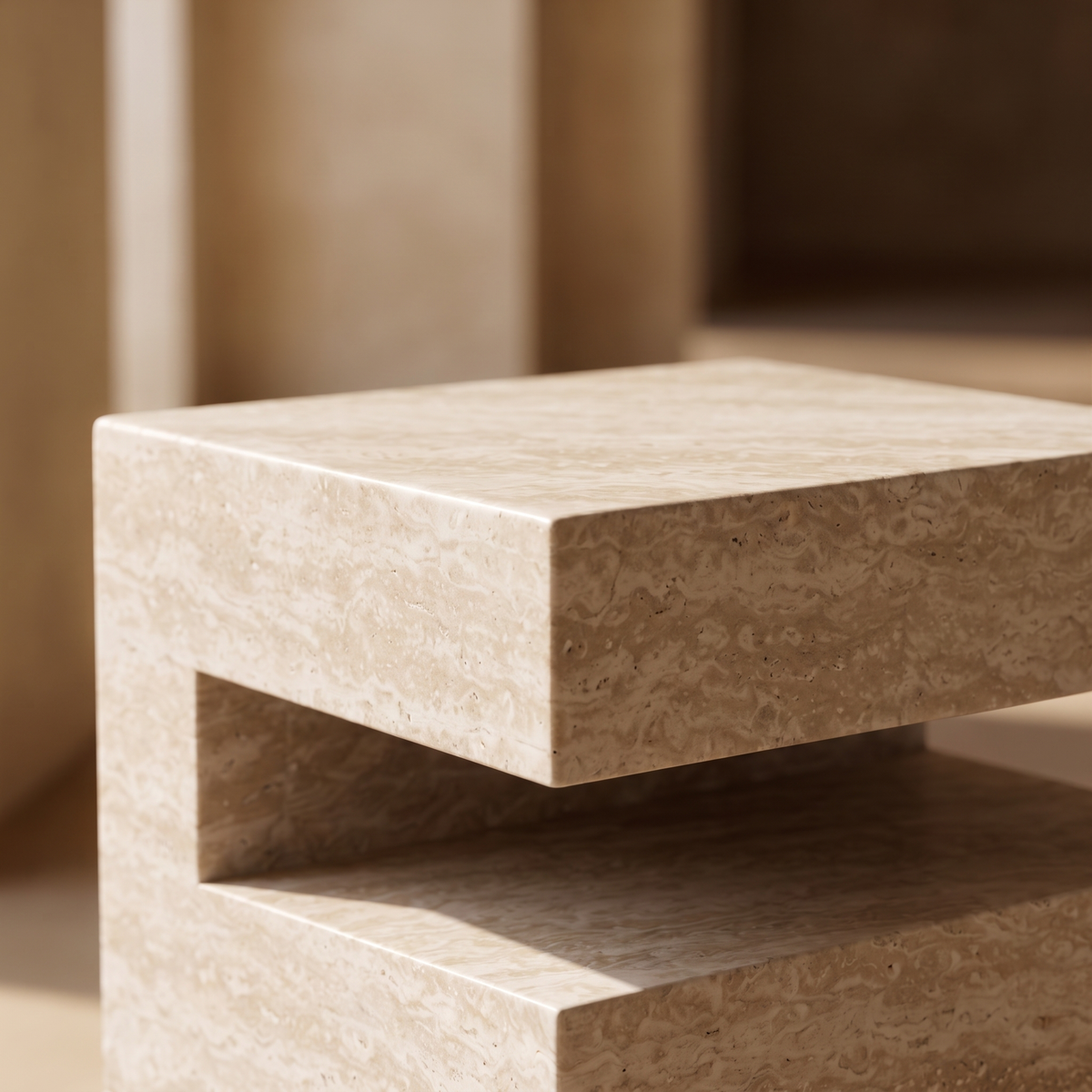 Romane Marble Travertine Side Table