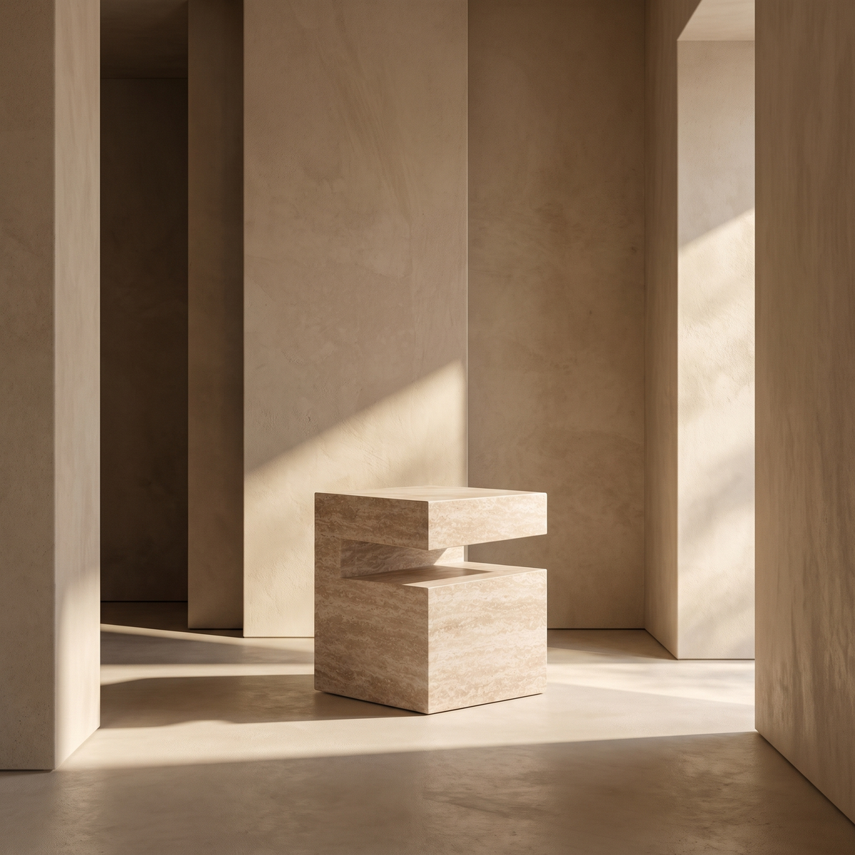 Romane Marble Travertine Side Table