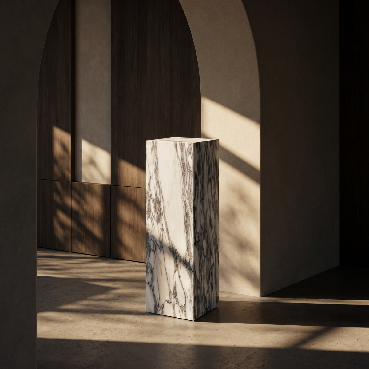 Plinth Tall Arabescato White