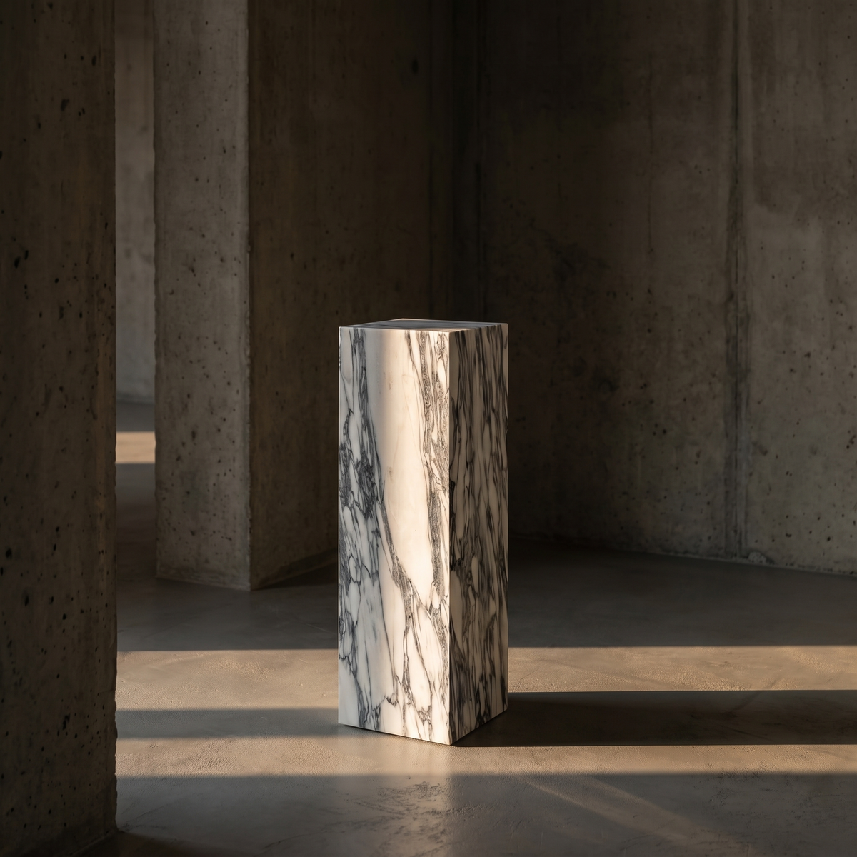 Plinth Tall Arabescato White