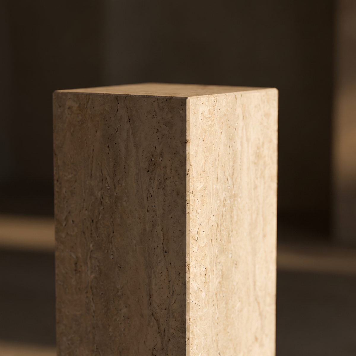 Plinth Tall Cream Travertine