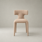 Ostuni ear-back dining chair in blush-taupe suede