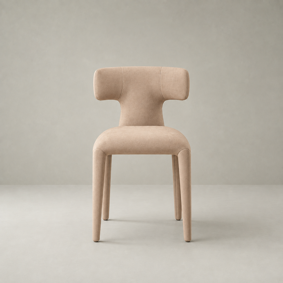 Ostuni ear-back dining chair in blush-taupe suede